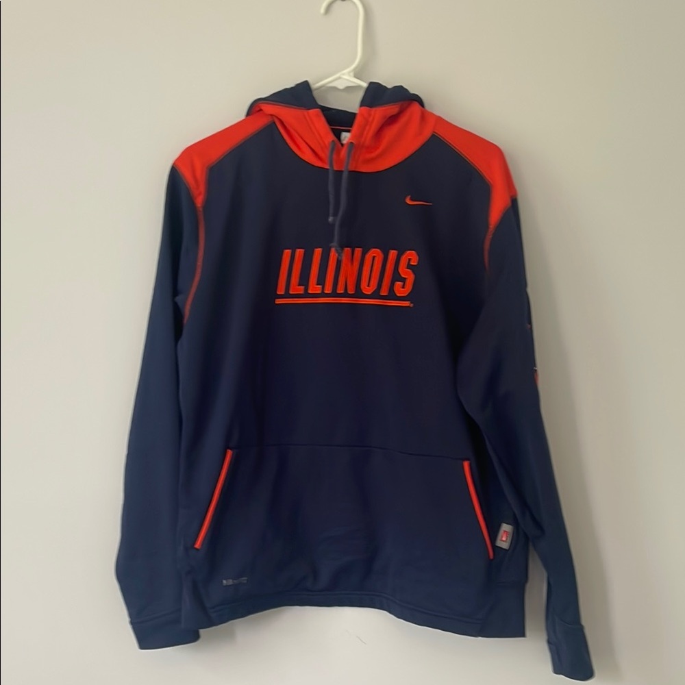 Nike Navy and Orange Illinois Hoodie